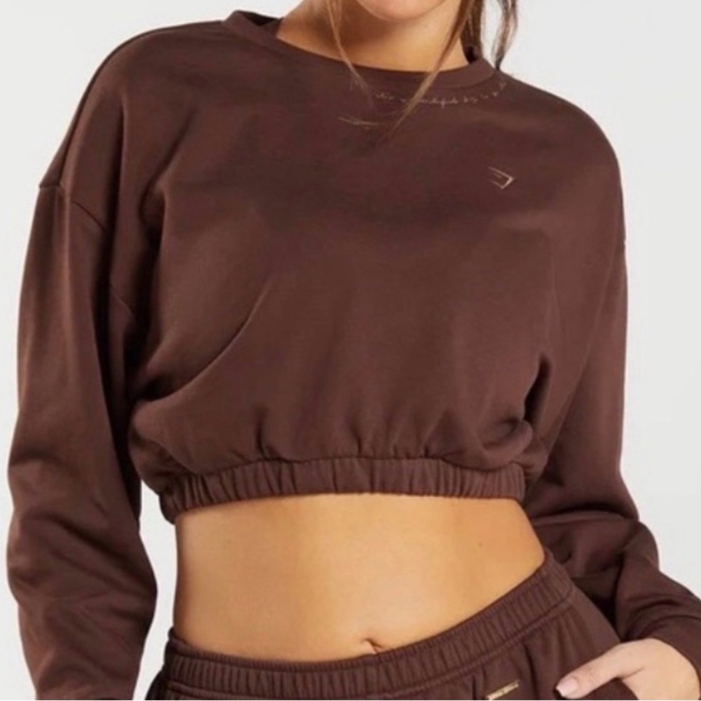 Gymshark Brown Cropped Crewneck Sweatshirt
